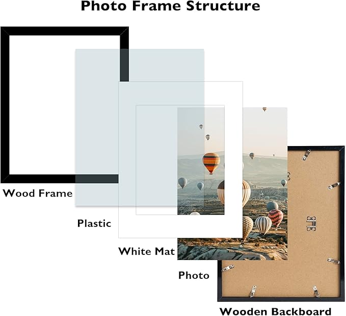 10x14 Picture Frame Set of 12 for 30 x 40 cm Diamond Art Painting, Display 8.5x11 with Mat or 10x14 without Mat, Wood 10 by 14 Wall Gallery Poster Photo Frames Bulk with 8.5x11 Mat,12 Pack, Black