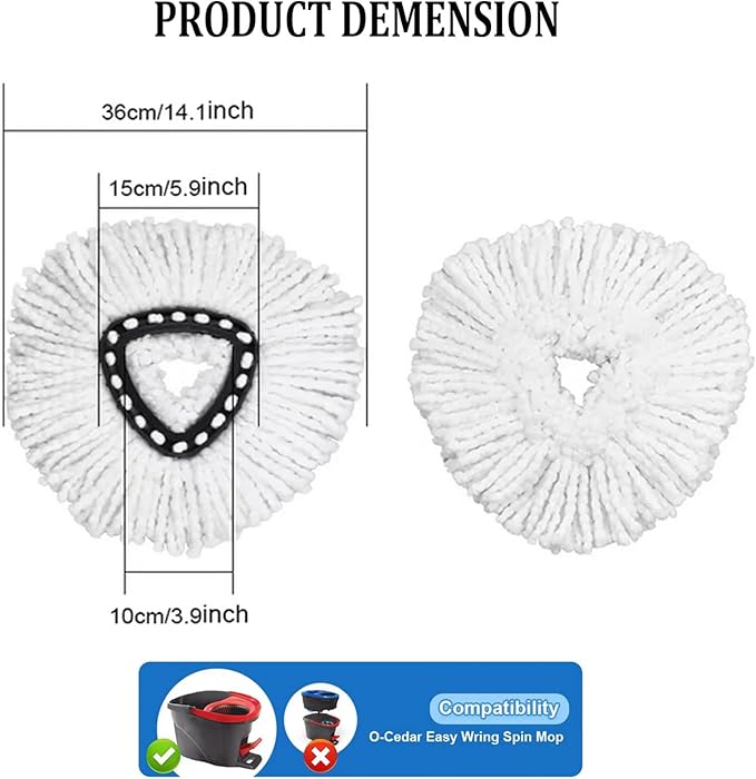 Spin Mop Replacement Head, 16 Pack 100% Microfiber Mop Refills Spin Mop Replacements Head for Easy House Cleaning Floor Mopping