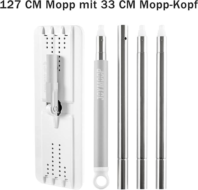 JOYMOOP Flat Mops, Microfiber Mop for Floor Cleaning and Wall Cleaner, 50" Mop Handle with Flexible 13" Flat Head with a Microfiber Mop Pad - White