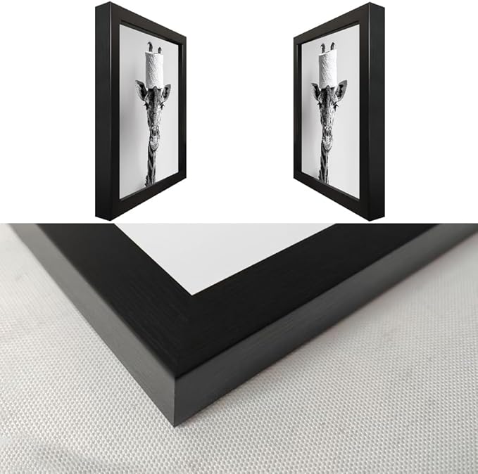 Funny Bathroom Wall Decor, Giraffe with a Toilet Paper Roll on Head Art Decor, Black and White Bathroom Pictures Wall Decor, Framed Humor Animal Canvas Print Artwork