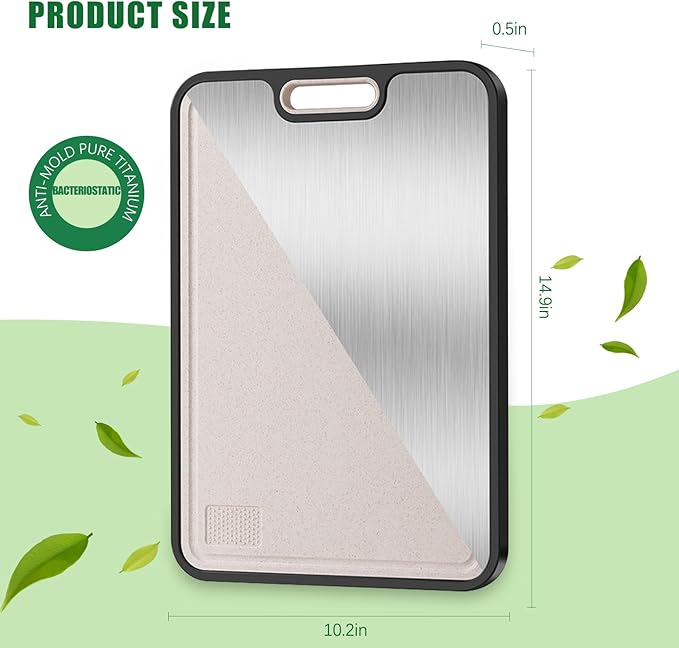Titanium Cutting Board, Pure Cut Titanium Cutting Boards for Kitchen, Food-Grade Chopping Board for Cutting Fruit Meat Vegetable, Dishwasher Safe Easy to Clean, 15×10 Inch