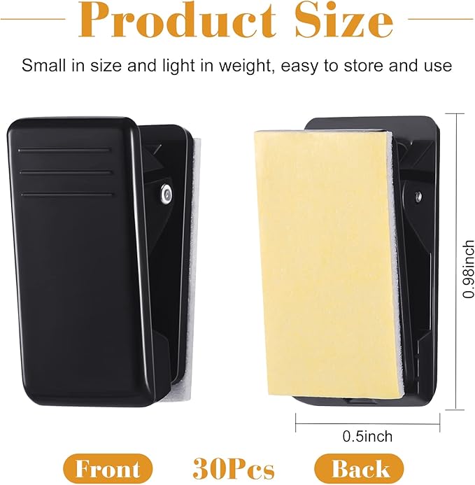 30 Pieces Self-Adhesive Clips Wall Tapestry Clips Sticky Plastic Photo Small Hanging Spring for Poster Photo Wall Teacher Student Home Applications(Black)