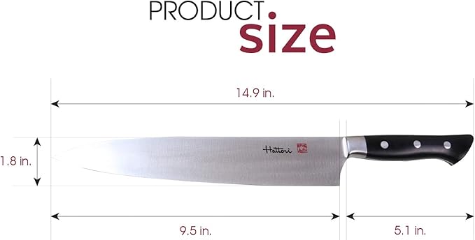 Hattori Japanese Chef’s Knife, FH-7L Professional Gyuto Knife, VG-10 Cobalt Steel Pro Kitchen Knife with Ergonomic Black Linen Micarta Handle, 9.4 inch