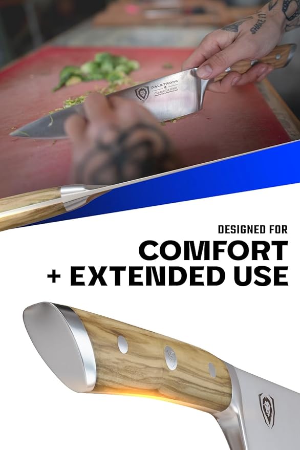 Dalstrong Chef Knife - 8 inch Blade - Gladiator Series - Forged High Carbon German Steel - Razor Sharp Kitchen Knife - Professional Full Tang Knives - Olive Wood Handle - Sheath - NSF Certified