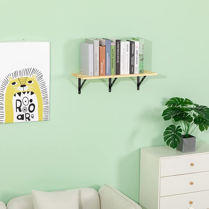 12 Pack 8" x 6" Heavy Duty Aluminum Alloy Shelf Brackets, Max Load 360 lbs, Black, Wall Mount