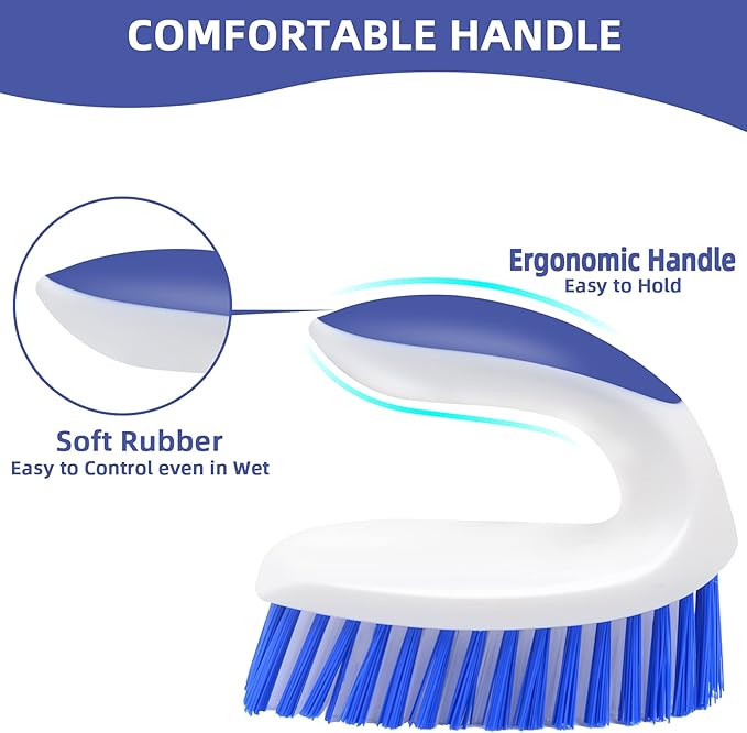 Heavy Duty Scrub Brush Pack of 2, Cleaning Brush with Comfortable Grip for Bathroom, Shower, Carpet, Sink Cleaning
