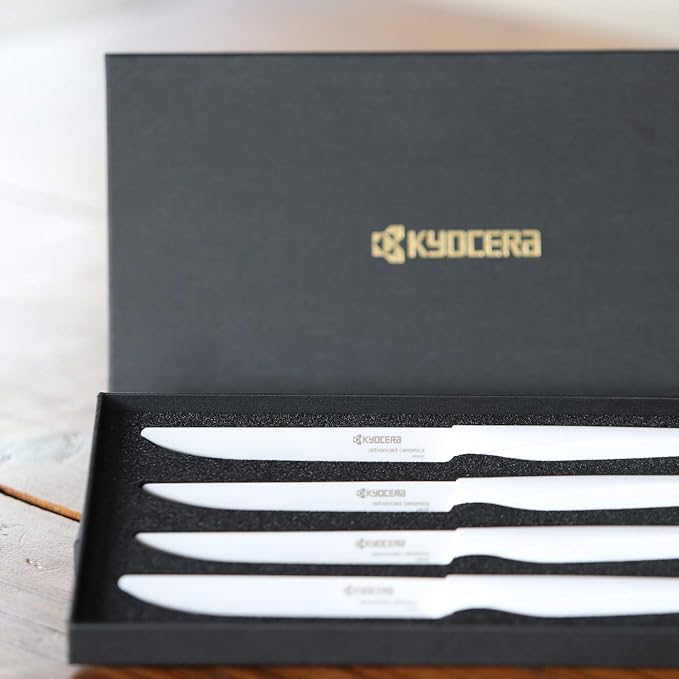 Kyocera 4-piece Ceramic Steak Knife Set, 4.5" White