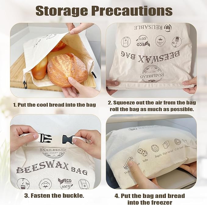 Reusable Bread Bags for Homemade Bread, Large Cotton Beeswax Bags, Sourdough Bag, Beeswax Bag, Sourdough Storage(2 Pack) Noblefuny