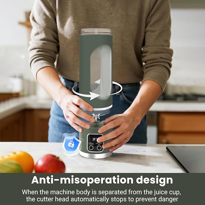 Portable Blender Personal Electric USB,500ML Portable juicer Shakes and Smoothies Blender,Small Blenders,Mixing,Compact、Convenient and Versatile (Green)