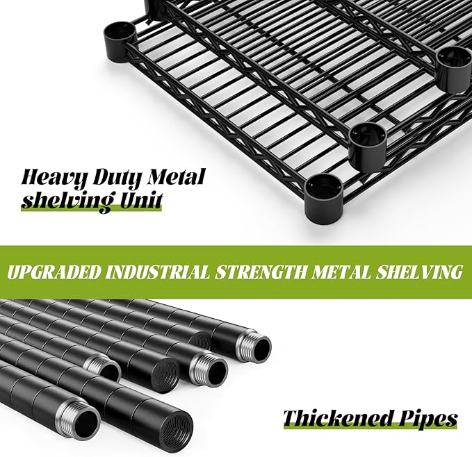 Storage Shelves, 4 PCS 36" L x 14" W x 72" H Heavy Duty Garage Wire Shelving Unit Loads 1750LBS, 5-Tier Adjustable Metal Industrial Utility Shelf Rack for Kitchen, Laundry Room, Basement