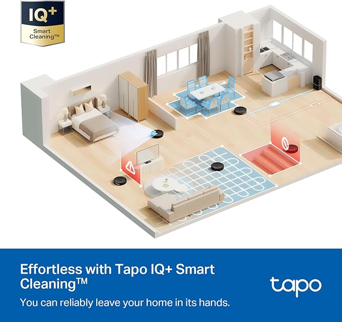 Tapo LiDAR Smart Navigation Robot Vacuum and Mop, 5300Pa Max, 97%+ Dust Pickup Rate, Customizable Cleaning, Self-Charging, Works w/Alexa & Google Home, RV30 Max