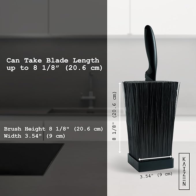 KAIZEN Bamboo Knife Block Without Knives - Perfectly Sized Universal Knife Holder for Knives, Scissors - Unique Knife Storage for Counter Top with Anti-Slip Base