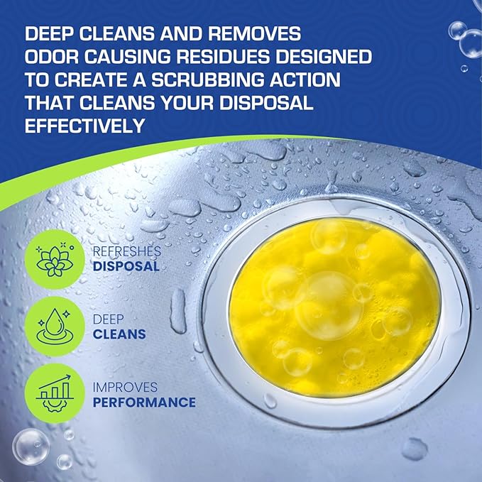 True Fresh Garbage Disposal Cleaner Powder Drop-in Sink Packets 24-Pack – Deep Cleaning & Descaling for Kitchen Sinks, Removes Odor-Causing Residue, Septic Safe, Easy-to-Use Formula