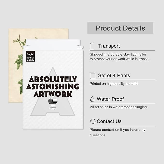 SIGNWIN Poster Bathroom Decor, Wall Art Room Decor Multicolor for Living Room, Bedroom, Office Vintage Colorful Wildflower Variety Nature Wilderness Plant Art Floral Botanical - 12"x16"x4