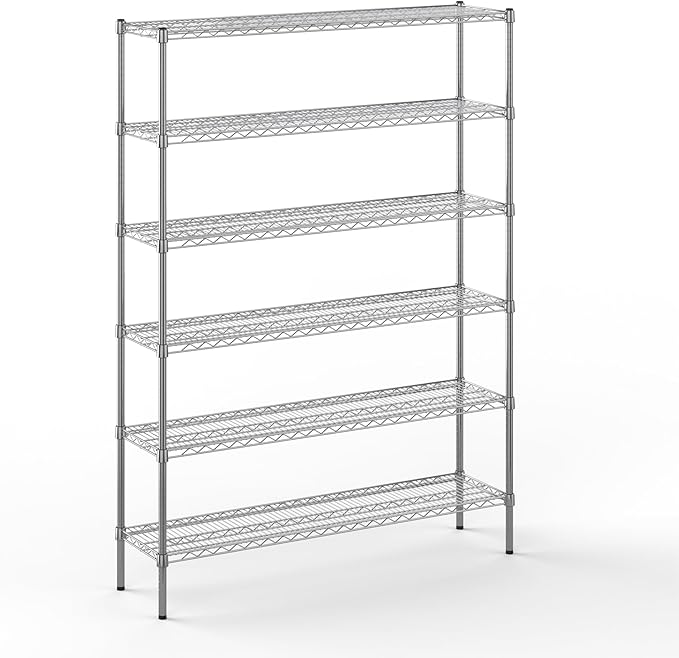 14" Deep x 54" Wide x 74" Height Wire Shelving Kit | 6-Tier | NSF Commercial Storage Rack Unit