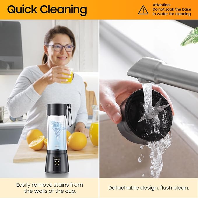 Portable Blender Make Shakes and Smoothies - USB Rechargeable Personal Size Mini Blender Freshly Squeezed, 380Ml BPA Free Travel Cup in Picnic/Office/Gym