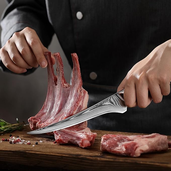 Fillet Knife 7 Inch, Precision Boning Knife for Efficient Meat Cutting and Boning, Boning Knife in high Carbon Steel