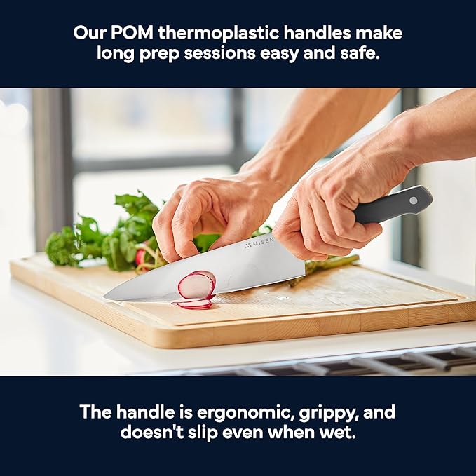 Misen 8" Chef Knife – High Carbon Japanese AUS-10 Stainless Steel – Hybrid German & Japanese Blade – Precision Kitchen Knife for Professionals & Home Cooks – Ultimate Cutting Performance - Gray