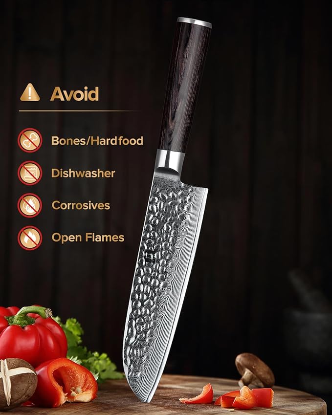 XINZUO Damascus 7-Piece Kitchen Chef Knife Block Set,Professional Sharp Cutting Knife Set with Block,Pakkawood Handle,Chef Gift Box