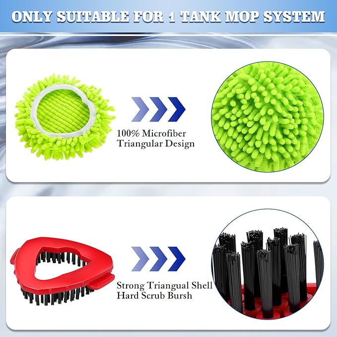 4 Pack Spin Mop Replacements Head Compatible for Oceda EasyWring 1-Tank System,Microfiber Spin Mop Refills Head,1 Mop Scrub Brush + 1 Mop Base + 4 Pack Cleaning Floor Mop Head(Green)