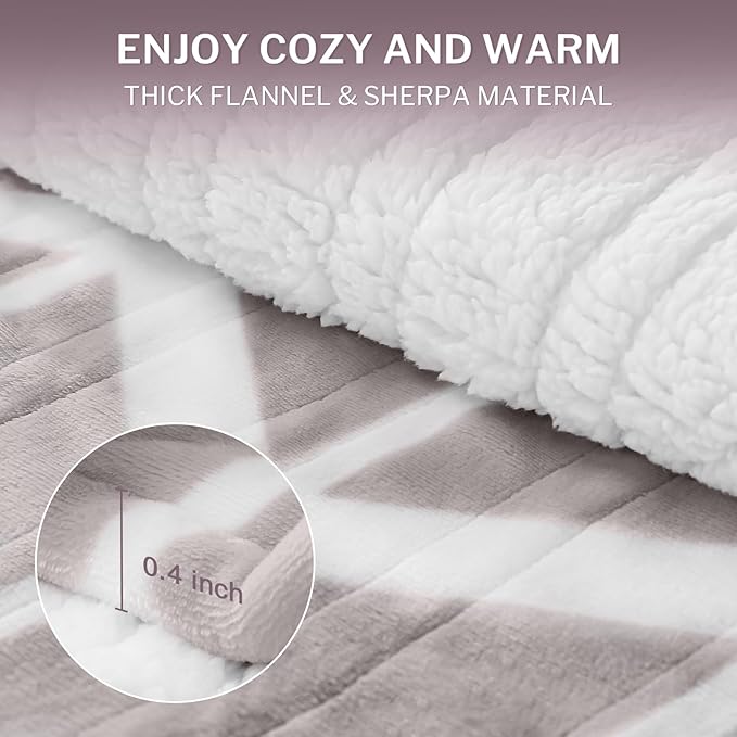 VENTIMI Electric Blanket Heated Throw, 50" x 60" Heated Blanket with 5 Heat Levels & 3 Hours Auto Off, Fast Heating Blankets with ETL & FCC Certification, Beige