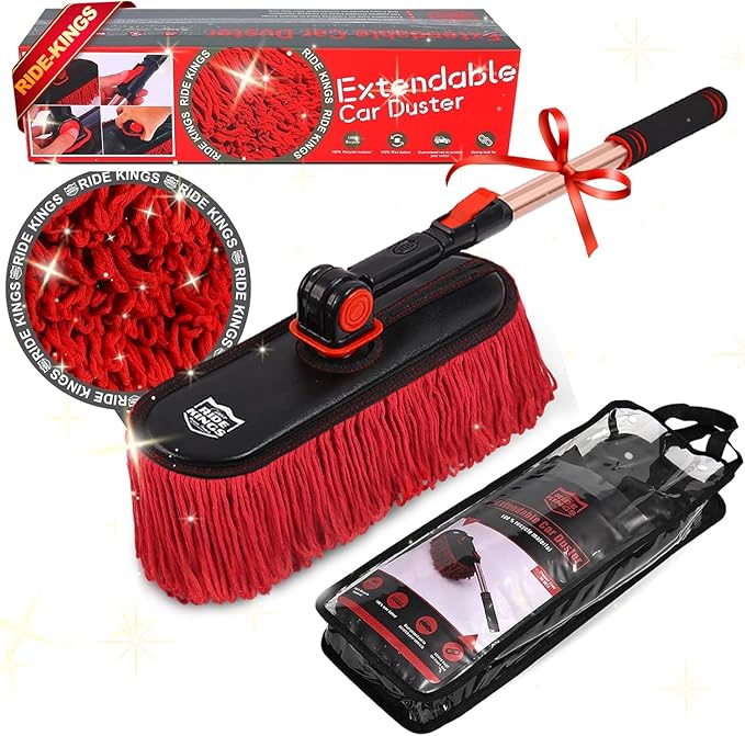 Car Duster Exterior,Scratch Free Soft Brush Kit for,Truck,SUV,RV and Motorcycle,Wax Cotton Hair, Extendable Handle,Car Feather Duster,No Lint,Gifts for Men Women