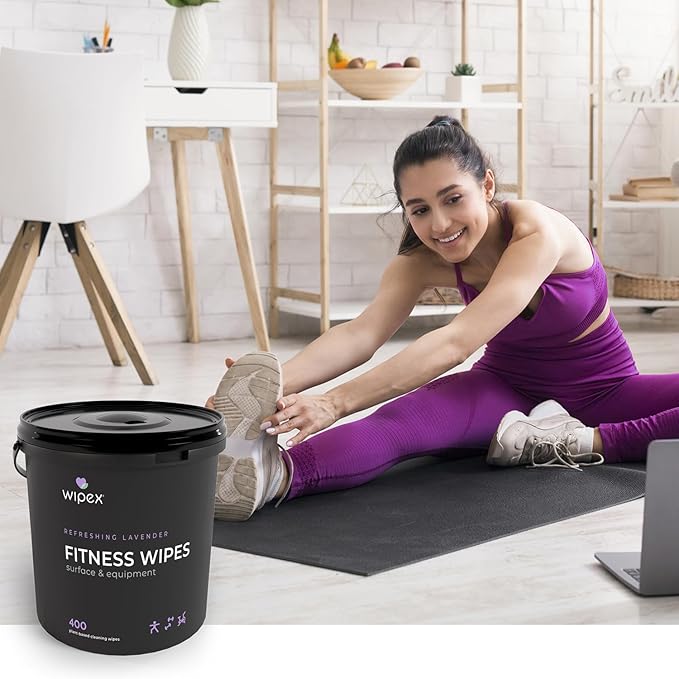 Wipex Gym Wipes for Equipment Bundle - Get 2 Buckets (1) Lemongrass & (1) Lavender Plant-Based Fitness Equipment Wipes, Clean Surfaces & Mats, Safe Gym Cleaner & Peloton Bike, 400 Count (Pack of 2)