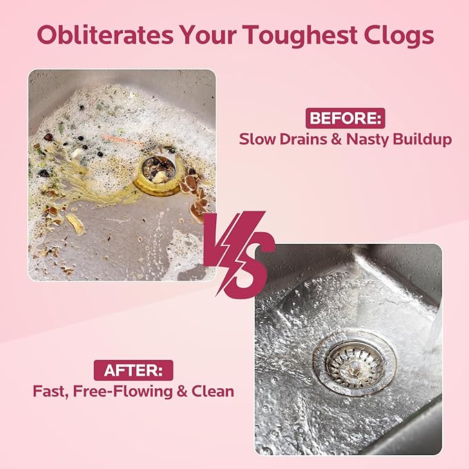 Foaming Drain Cleaner Clog Remover: Sink Cleaner Pipe Clogged Opener for Kitchen Bathroom Toilet Tubs and Showers (1 Pack)