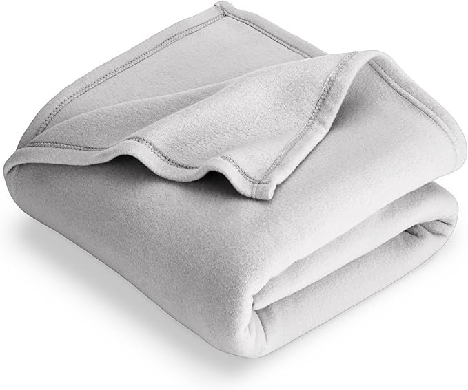 Bare Home Polar Fleece Blanket - Light Grey - Warm & Cozy - Premium Fleece for Bed, Sofa, Camping, Travel and Cold Nights - Lightweight Blanket (King, Light Grey)