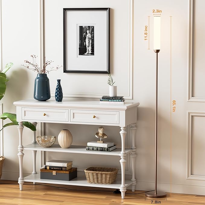 LED Floor Lamp with Remote Control, 65" Standing lamp with Stepless Adjustable 3000K-6500K Colors & 5%-100% Brightness, Foot Switch(Brown)