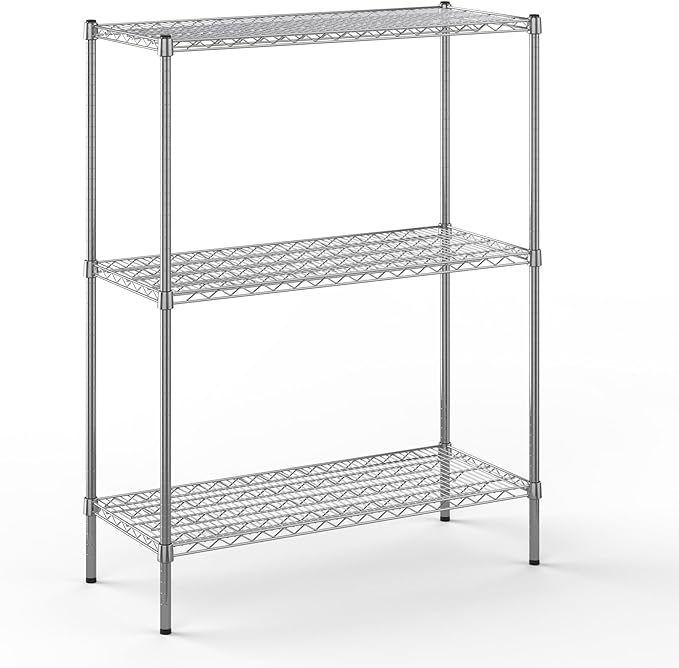 18" Deep x 42" Wide x 54" Height Wire Shelving Kit | 3-Tier | NSF Commercial Storage Rack Unit