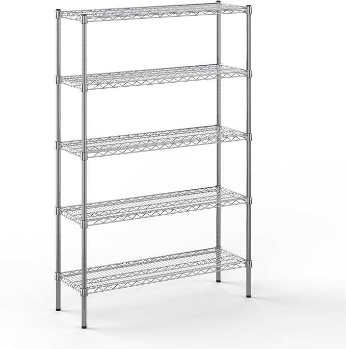 14" Deep x 42" Wide x 64" Height Wire Shelving Kit | 5-Tier | NSF Commercial Storage Rack Unit
