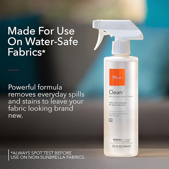 Sunbrella Clean Multi-Purpose Fabric Cleaner | All-in-One Solution for Water-Safe Fabrics and Vinyl | Upholstery Cleaner, Removes Stains & Spills | Non-PFAS | 32 fl oz