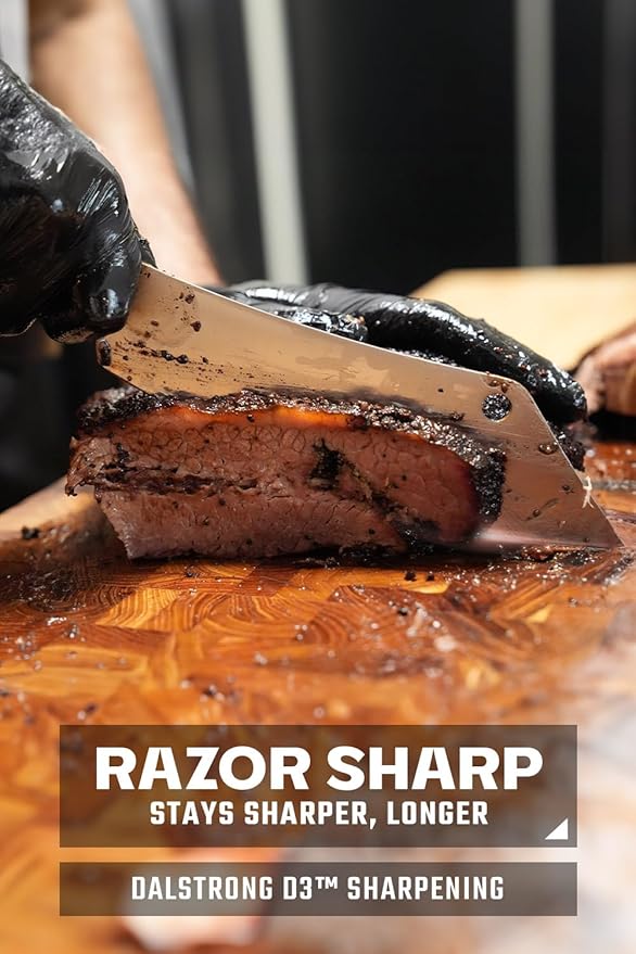 Dalstrong Chef & Cleaver Knife - 8 inch - The Crixus - Gladiator Series Elite - German HC Steel - Hybrid Razor Sharp Kitchen Knife - Black G10 Handle - w/Sheath - Chef Knife - NSF Certified