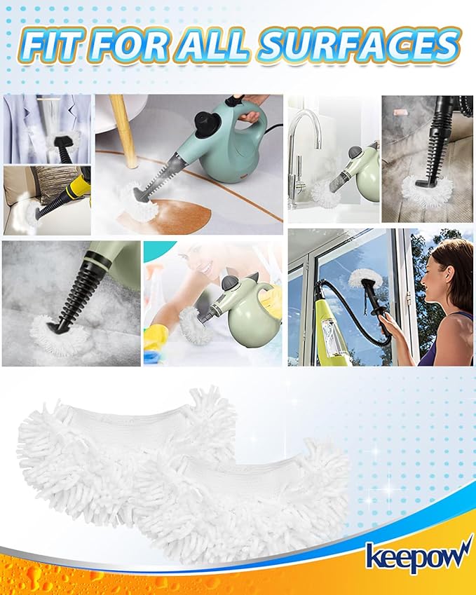 KEEPOW 8 Pack Universal Microfiber Cloths for Handheld Steam Cleaner Accessories Compatible with Bissell Steam Shot, PurSteam, Wagner Spraytech, McCulloch, Reusable Washable Steam Mop Cloths