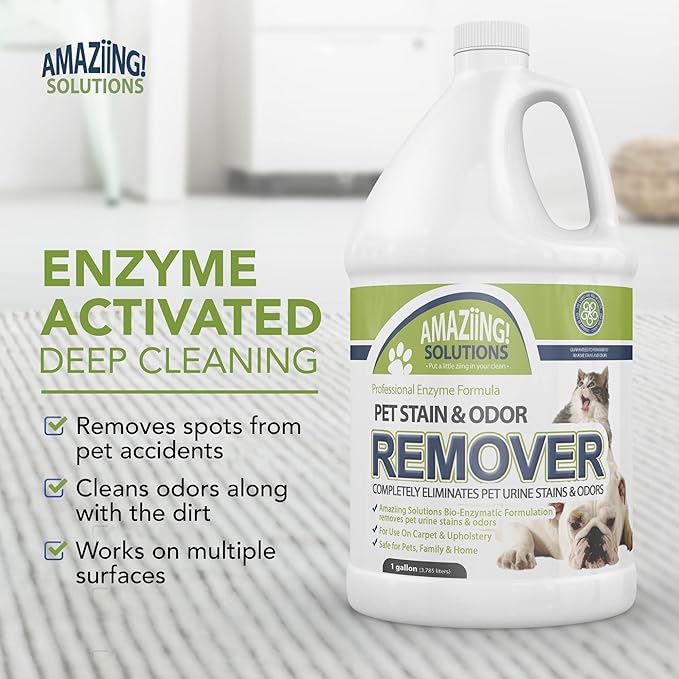 Pet Stain and Odor Remover - Enzyme Cleaner, Pet Urine Odor Eliminator Refill - Floor & Carpet Cleaner, Pet Deodorizers For Home, Fabric Freshener W/Fresh, Clean Scent, 1 Gallon