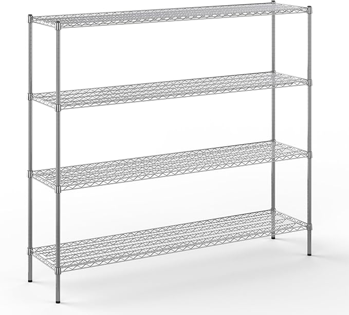 18" Deep x 72" Wide x 64" Height Wire Shelving Kit | 4-Tier | NSF Commercial Storage Rack Unit