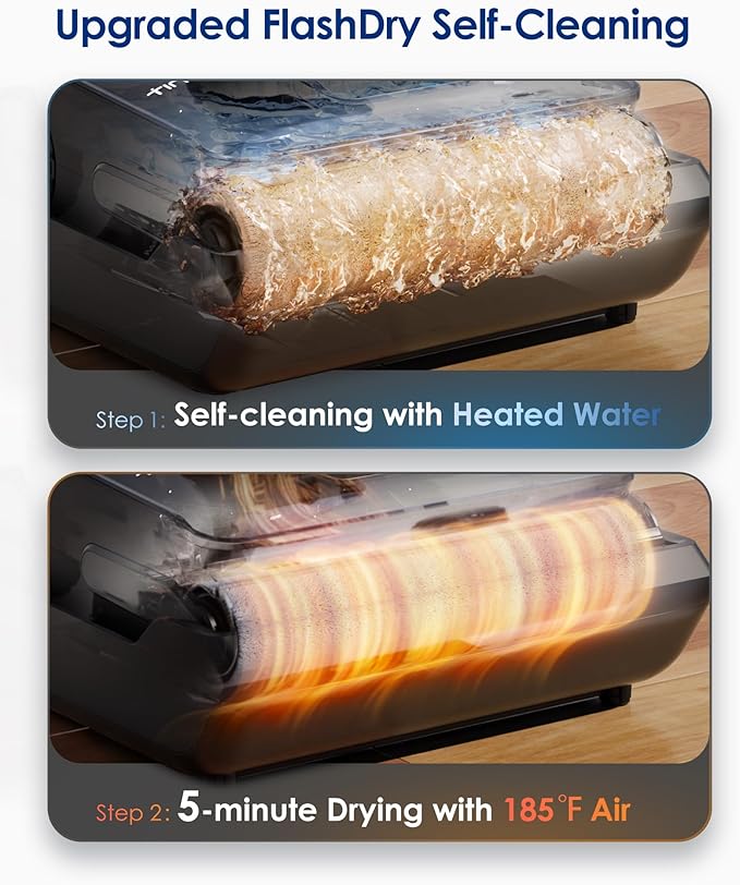 Tineco Floor ONE i6 Stretch Wet Dry Vacuum Cleaner, Vacuum & Mop All in One, 20kpa Powerful Suction, Up to 40 Minutes Runtime, 180° Lay-Flat, Anti-Tangle Design, Full-Path Self-Cleaning&185℉ Flashdry