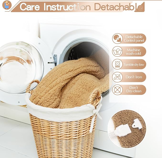 Heated Throw Blanket Double Sided Sherpa, Soft Heating Electric Blanket for Bed, Automatic Safety System, 6 Heating Levels & 4 Hours Auto-Off, 50"x60" Camel