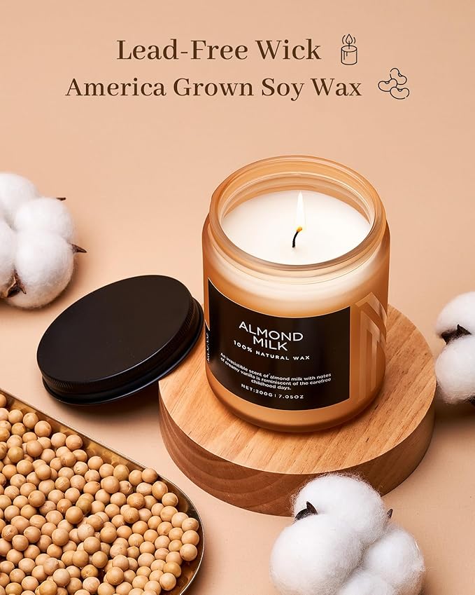 M&SENSE Creamy Vanilla Scented Candle, Clean Non Toxic for Women Teacher Friends, 7.05oz 50 Hours Bunr Time for Holiday Gifts, Single Wick Soy Wax Clean Candle Home Sweet for Housewarming