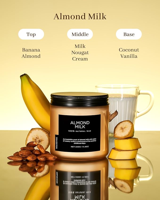 M&SENSE Creamy Vanilla Scented Candle, 11.6oz Clean Non Toxic Home Sweet Scent 70 Hours Burn Time Fragrance Candle for Women Teacher Friends, 2 Wick Natural Soy Wax for Home Decor