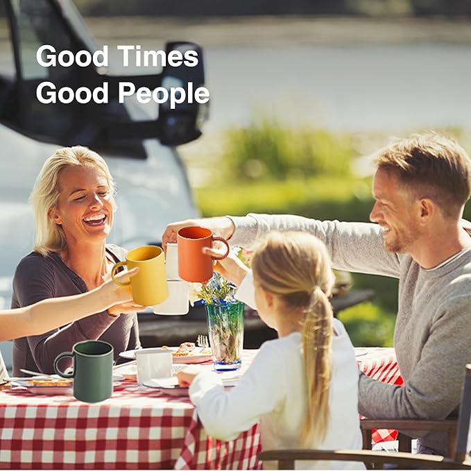 Odense Ceramic Mugs Set of 4 - Coffee Mug - Modern & Minimal Design, Wide Mouth & Stackable, Hot Drinks - Microwave & Dishwasher Safe - 11.8oz (Vanilla Cream)