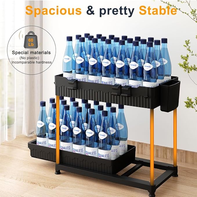 3 Pack Under Sink Organizers, 2-Tier Multi-Use Kitchen and Bathroom Organizers and Storage with Sliding Drawers,Bathroom Cabinet Organizer (Black, 12.8 Inch)
