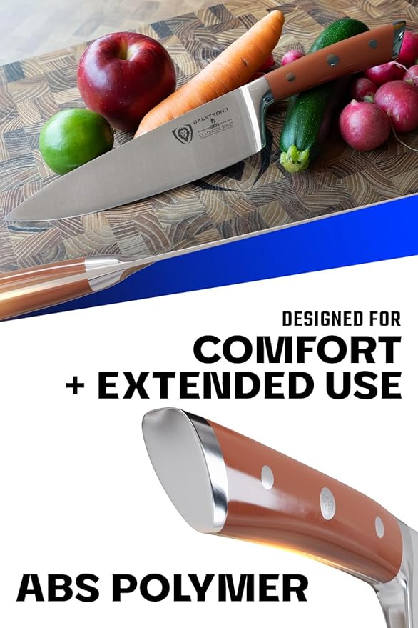 Dalstrong Chef Knife - 8 inch - Gladiator Series - Forged High Carbon German Steel - Orange ABS Handle - Full Tang Kitchen Knife - Cooking Knife - w/Sheath - Razor Sharp Chef's Knife - NSF Certified