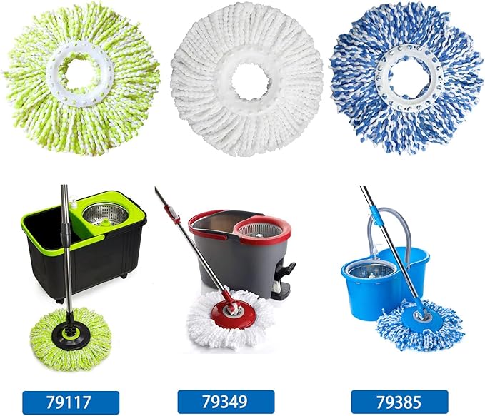 6 Pack Spin Mop Refill Pads Compatible with SIMPLI-Magic 79349 79117 979193 79229 Spin Mop Cleaning System, Part No.79161