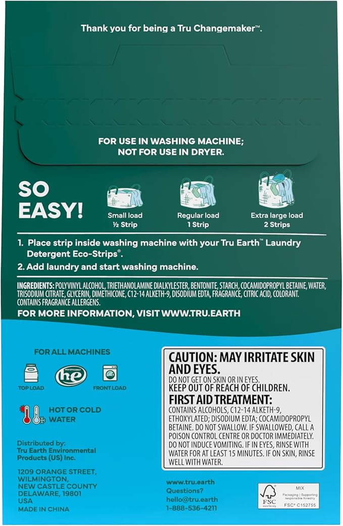 Tru Earth Fabric Softener Sheets | Alternative to Fabric Softener Liquid and Pods | 50 Sheets | Fresh Linen