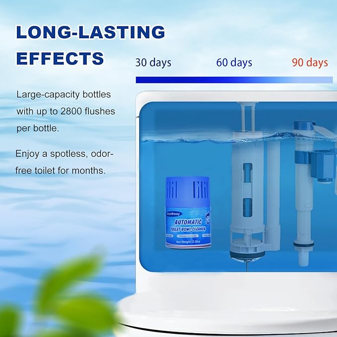 Toilet Bowl Cleaners 2 Bottles | Automatic Long-Lasting Blue Toilet Cleaner Tablets, Septic Safe Toilet Bowl Tablets in Bottles | Larger capacity | Prevent Stain Buil(2800 Flushes Each)