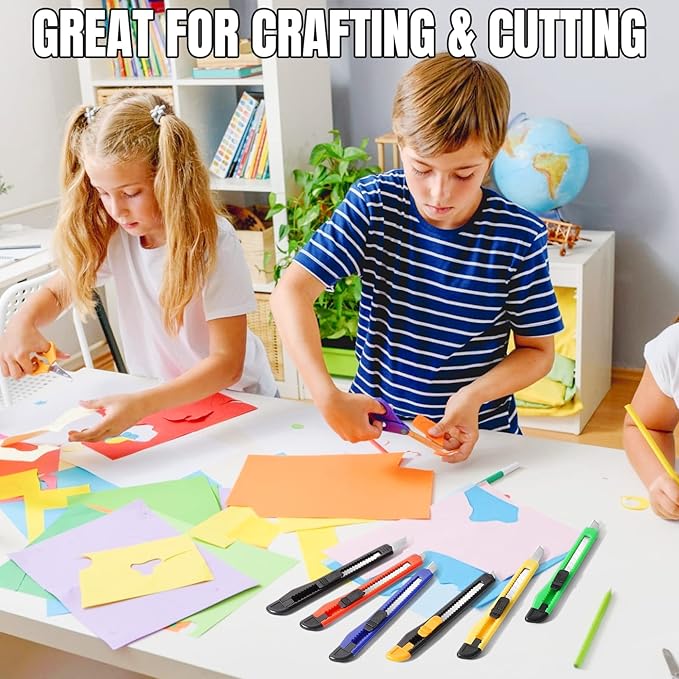 18 Pack Box Cutter, Utility Knife with 9MM Snap-Off Blade, Lightweight Razor Knife for Home, Office, Crafts, Box Cutter Knife Exacto Knife Perfect for Boxes, Carton, Cardboard