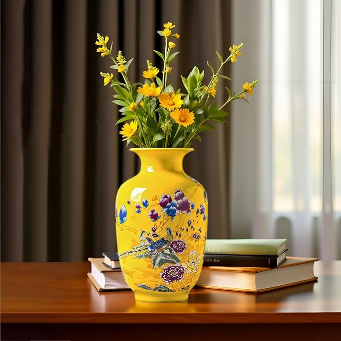 MTME Porcelain Figurines, Jingdezhen Peacock Decorative Flower vase, Home Decor, Wedding Gifts, Aesthetic Sculpture Home décor (Pheasant Y)