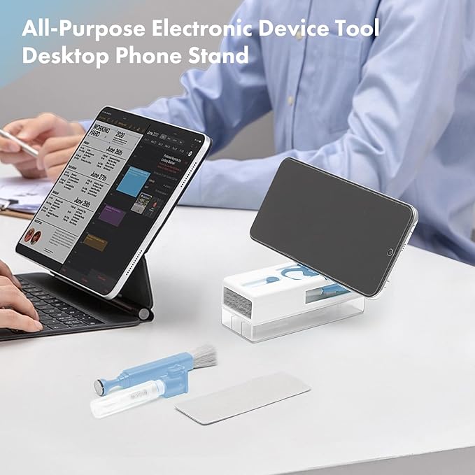 11-in-1 Keyboard Cleaning Kit, Laptop Cleaning Kit Keyboard Brush Cleaner Electronics Cleaner for Cell Phone/Earbuds/Camera Lens/Computer with Multifunctional Cleaning Tool Blue (Light Blue)